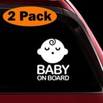 TOTOMO Baby on Board Sticker (Set of 2) – Safety Caution Decal Sign Stickers for Cars Windows Bumpers – Sleeping Baby Boy ALI-026