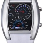 Fanmis Digital Fashion Cobra Men’s LED Watch Silicone Iron Triangle Dial Sports Wristwatch (White)