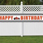Nimab Race Car Birthday Banner, Large Speed Race Car Theme Happy Birthday Sign, Race Party Decorations