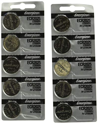 Energizer CR2025 3V Lithium Coin Battery 10 Pack (2 packs of 5)