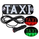 AutoEC Taxi LED Sign Decor, 2 Color Changeable Taxi Flashing Hook on Car Window with DC12V Car Charger Inverter