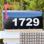 Mailbox Numbers Sticker Decal Die Cut Bold Gothic Style Vinyl Number 4″ Self Adhesive 4 Sets White for Mailbox, Signs, Window, Door, Cars, Trucks, Home, Business, Address Number, Indoor or Outdoor