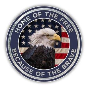 Bald Eagle American Flag Sticker - Home Of The Free Because Of The Brave Decal
