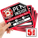 Signs Authority 5-Pack Stylish Pet Rescue Stickers Decals for House Windows Doors | 5″ x 4″ Made with Premium All Weather Vinyl Material | Alert Rescue Team in Case of Fire Or Emergency
