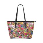 InterestPrint Fashion Vintage Hippy Peace Sign Leather Tote Shoulder Bags Handbags for Women