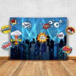 Superhero Cityscape Photography Backdrop and Studio Props DIY Kit. Great as Super Hero City Photo Booth Background – Birthday Party and Event Decorations