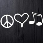 Peace Love Music Decal Vinyl Sticker Peace Sign Heart Music Note Decal for Car Window Laptop Water Bottle Guitar Sticker – Choose Size & Color (Vinyl Sticker)