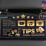 ATOZ BOX Tips & Five Stars Rating Reminder Accessories Sign for Rideshare Driver (Uber & Lyft) Tips & Rating Appreciated Quality Plastic Both Sides Printed Sign. (Pack of 2) (Luxury Gold/Black)