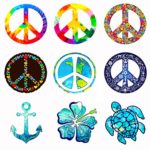 GTOTd Stickers for Tie Dye Peace Sign 9-Pcs, Bumper Sticker Decals Vinyls for Laptop, Water Bottle?Window  Gift?Teens,Cars, Collection?Skate Board