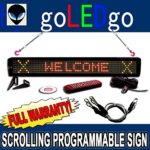 goLEDgo Ultra Brightness 3-Color Programmable Scrolling LED Message Marquee Sign (Size: 4″H x 26″L x 1″D) with Hanging system Chain and Wall Mounting Device (Red Green Amber)