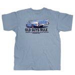 OLD GUYS RULE T Shirt for Men | Wind in Hair | Cool, Funny Graphic Tee for Dad, Husband, Grandfather Gift | River Blue