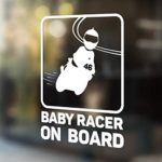 Babycalla Baby on Board Signs for Car Windows Sticker White Vinyl Boy and Girl (Racer)