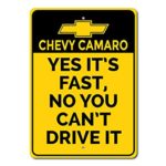 Fast Car Sign, Chevy Camaro Sign, Chevy Logo Sign, Camaro Lover Gift, Camaro Owner Gift, Dad Car Decor – Quality Aluminum Sign – 10″x14″