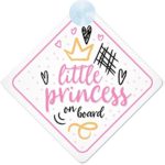 Princess On Board Pink with Crown (024) Non Personalised Car Sign New Baby Girl/Child Gift/Present