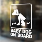 Babycalla Baby on Board Signs for Car Windows Sticker White Vinyl Boy and Girl (Dog)