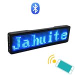 JAHUITE LED Name Tag 1-Pack Rechargable Cellphone Programmable with Magnet/Pin Mount Business Sign Advertising Board Display Wireless Bluetooth Name Badge (Blue)