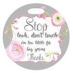 Mumsy Goose Pink Floral – Stop Don’t Touch Baby Girl Pink Grey Floral Newborn Baby Car Seat Tag Stroller Sign Baby Preemie Car Carrier Sign