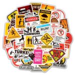 Warning Sign Stickers, 50 Pcs Waterproof Vinyl Stickers for Laptop Car Bike Luggage Helmet Water Bottle