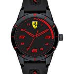 Ferrari Boy’s RedRev Quartz TR90 and Silicone Strap Casual Watch, Color: Black (Model: 860006)