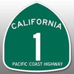 MAGNET 4×4 inch Green PCH Pacific Coast Highway 1 Sign Shaped Sticker -route california Magnetic vinyl bumper sticker sticks to any metal fridge, car, signs