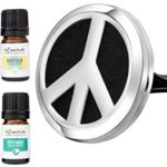 Wild Essentials Peace Sign Aromatherapy Car Vent Air Freshener Essential Oil Diffuser With Vent Clip 8 Color Refill Pads 100% Pure Essential Oils (Lavender, Peppermint, Inner Calm, Zen) Gift Set