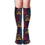 YangAme Rainbow Peace Sign Car 50 Full Comfort Knee High Socks Cotton Long Knee High Socks