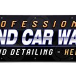 Professional Hand Car Wash and Detailing Here! Banner (52 inches X 1ft) Open Sign Display Auto Service Shop