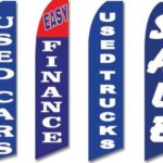 4 Swooper Flags Used Car Truck Auto Dealer Easy Finance Sale Blue White