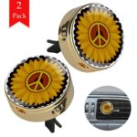 Sunflower Peace Sign Gold 2 car aromatherapy diffusers for essential oils Glass crystal metal alloy diffusers?4Refill pads?For adults children adolescents men and women