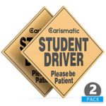 Carismatic 2 Pcs Vehicle Universal Student Driver Magnet – Car Reflective Sticker for New Driver with Visible Large Text Removable
