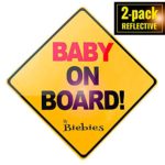 Biebie’s Baby on Board Magnet Sticker Decal for Cars – Bold & Visible – Portable & Removable – Weather Resistant – Alert Other Drivers You Have a Baby in the Car – 1 Year Warranty
