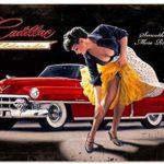 1puppet& Cadillac Pin Up Girl Metal Sign, Classic/Vintage American Car Small Metal/Tin Sign Metal Tin Sign 8X12 inches