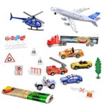 JOYIN City Vehicles Cars Play Set Including 8 Vehicles, Road Signs, Accessories and a Play Map, Great for Toys Gift