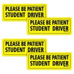 Awpeye 4PCS Student Driver Magnet Safety Sign, Reflective Vehicle Sign Magnetic Bumper Sticker for Car, Please Be Patient Student Driver Safety Decal for New Drivers