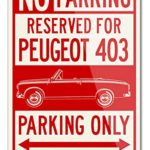 Legend Lines Peugeot 403 Convertible Cabriolet Reserved Parking Only Aluminum Sign – 12 by 18 inches (1, Large) – Great French Classic Car Gift