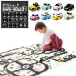 Costzon Kids Traffic Map Playmat – 51″ x 39″ Large City Life Educational Traffic System Map with Road Signs & Cars, Non-Slip Backing Multi Color Toy Car Non-Woven Fabric Rugs for Bedroom Playroom