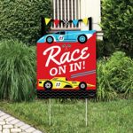 Big Dot of Happiness Let’s Go Racing – Racecar – Party Decorations – Race Car Birthday Party or Baby Shower Welcome Yard Sign