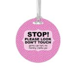 Baby Car Seat Tag Stroller Sign Don’t Touch Germs Newborn Preemie Pink Girl