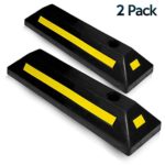 Zone Tech Heavy Duty Rubber Parking Guide – 2 Pcs Premium Quality Durable Car Garage Wheel Stopper Professional Grade Parking with Reflective Tape