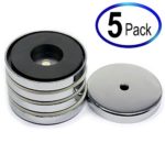 50 LB Holding Power 2.4″ Cup Magnets | Magnetic Round Base Mounting Magnets for Business or Car Top Signs, RB60 Pot Magnets 5 Pieces
