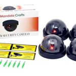 Mandala Crafts 4 Dummy Fake Security Dome Cameras with Flashing Red LED Light CCTV Alert Warning Sticker Decal Signs