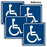Handicap Signs Stickers Decal Symbol – 4 Pack Reflective Silver 6×6 Inch – Premium Self-Adhesive Vinyl, Decal, Laminated for Ultimate UV, Weather, Scratch, Water and Fade Resistance, Indoor & Outdoor