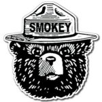 MAGNET 4×4 inch Black and White SMOKEY BEAR Face Shaped Sticker (Smoke fire Forest) Magnetic vinyl bumper sticker sticks to any metal fridge, car, signs