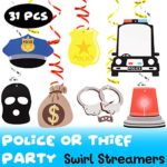 Police Themed Foil Swirls Streamers Funny for Kids Childs Favors Happy Birthday Party Hanging Decorations Supplies – 30 Pcs NO DIY REQUIRED …