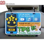 ATOZ BOX – Tips & Five Stars Rating Reminder Accessories Sign for Rideshare Driver (Uber & Lyft) Tips Appreciated Sign/Plastic Both Sides Printed (Casual Type)