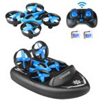 UNIROI 3 in 1 Mini Drone Boat Support Remote Control Boat/Car/Quadcopter Mode with 360° Flips Stunt One Key Return Headless Mode and 2 Speed Modes for Kids Toys Gifts (USB Charging)