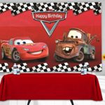 RUINI Car Racing Themed Backdrop Cartoon Cars Mobilization Birthday Party Decor Banner 5x3FT
