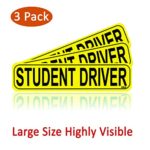 R&S Student Driver Magnet for car , Highly Reflective, Large Bold Visible Text Adhere-able to Bumpers, Doors and Body of Car, Reusable and Easily Removable sign. (Student Driver 3 Pack)