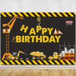 Construction Theme Birthday Party Photography Backdrop – Dump Truck Birthday Background Cake Table Boy Birthday Decorations