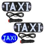 Sdootauto Taxi LED Sign Decor, 2 Pack LED Light Sign Logo, Flashing Hook on Car Window with DC12V Car Charger Inverter for Rideshare Driver – Blue